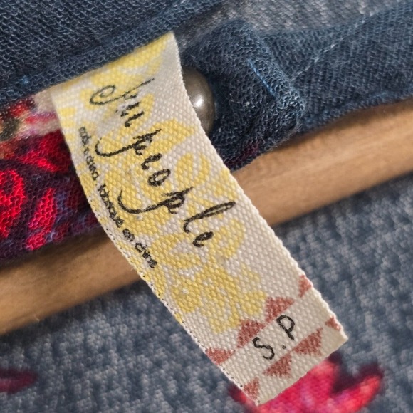 Free People Top Small Blue Flower Swing Tunic Keyhole Oversized Boho Beach Dress - Picture 6 of 14